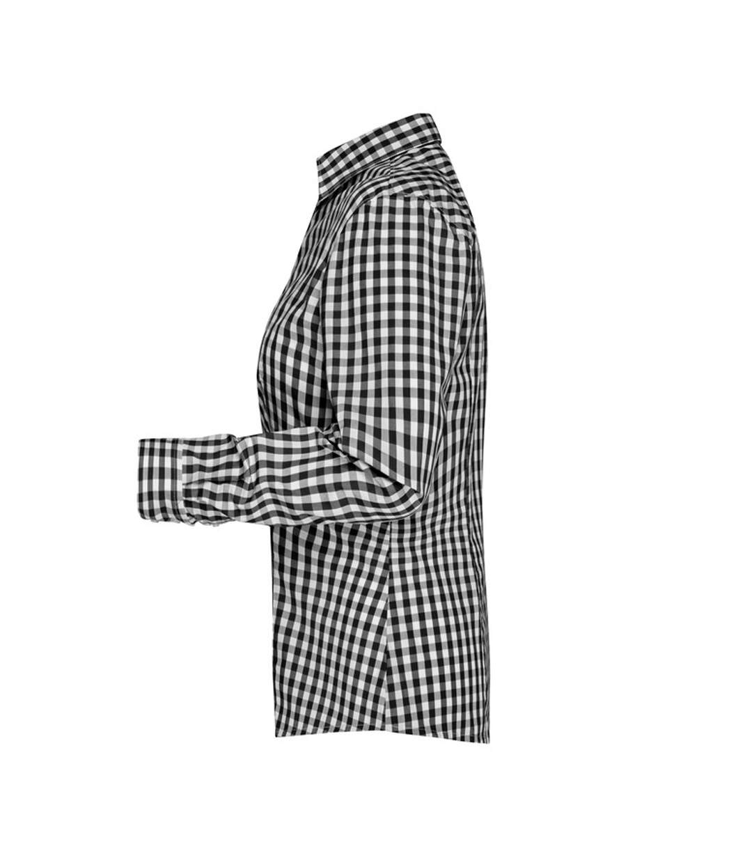 Blouse Motif/style À Carreaux Femme Noir Blanc James And Nicholson-4