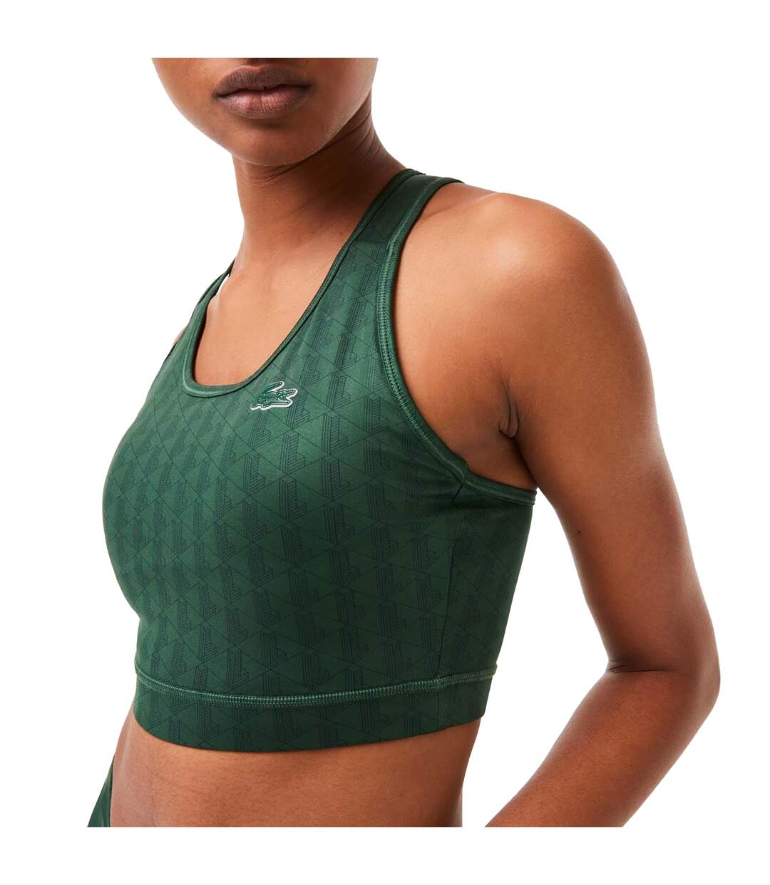 Womens/ladies Geometric Sports Bra Green Lacoste-4