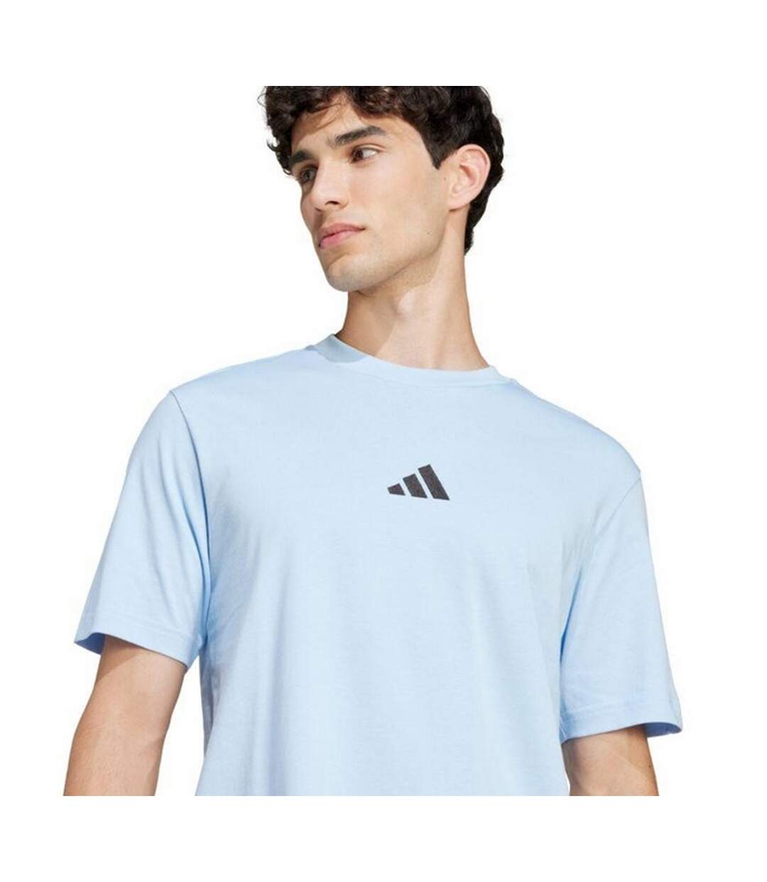 T-shirt Style Petit Logo Essentials Homme Bleu Pâle Noir Adidas-4