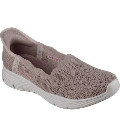 Womens/ladies Seager Believe It Trainers Dark Taupe Skechers