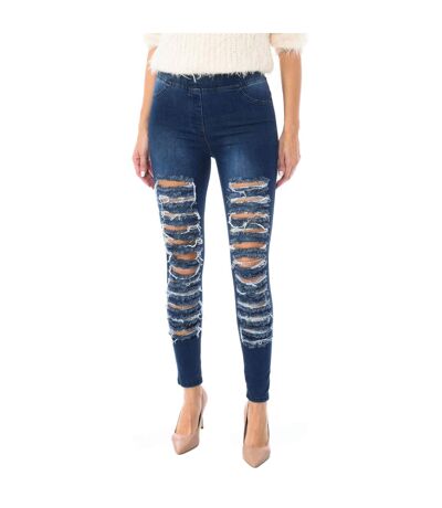 Women's long denim pants style legging made of elastic fabric D2001