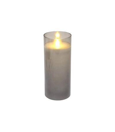 Bougie Ronde LED Verrine 17cm Gris Clair