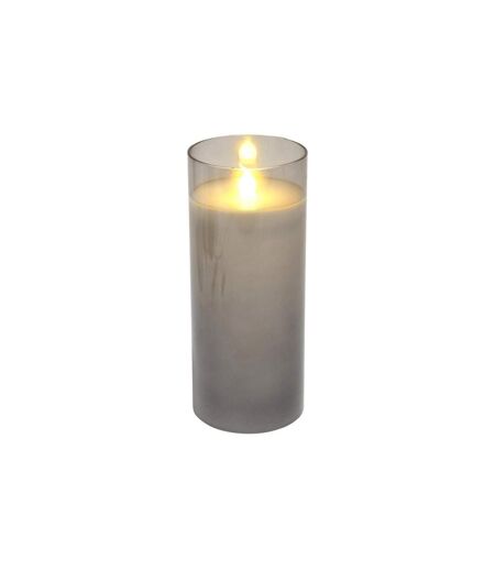 Bougie Ronde LED Verrine 17cm Gris Clair