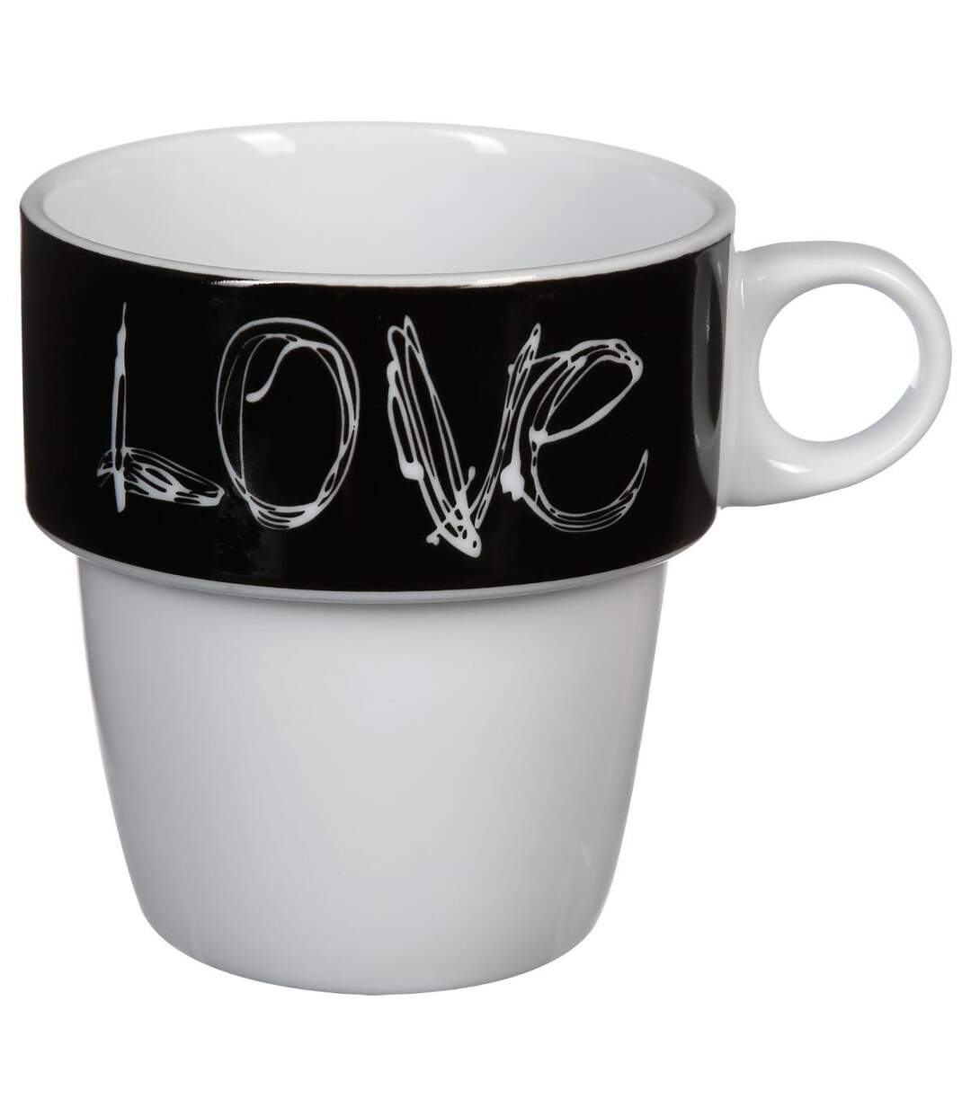 Lot de 6 Mugs Avec Rack  Love 26cl Beige-4