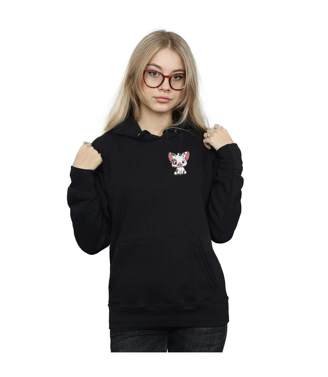 Disney - Sweat à capuche MOANA PUA THE PIG BREAST PRINT - Femme (Noir) - UTBI11535-2