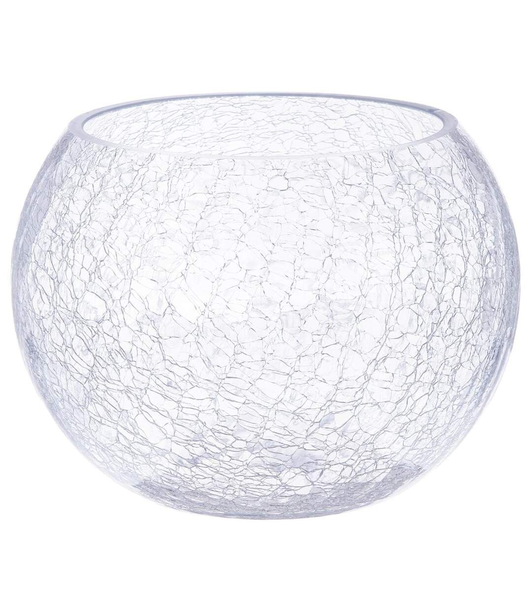 Vase Boule en Verre Craquelé 20cm Transparent-1