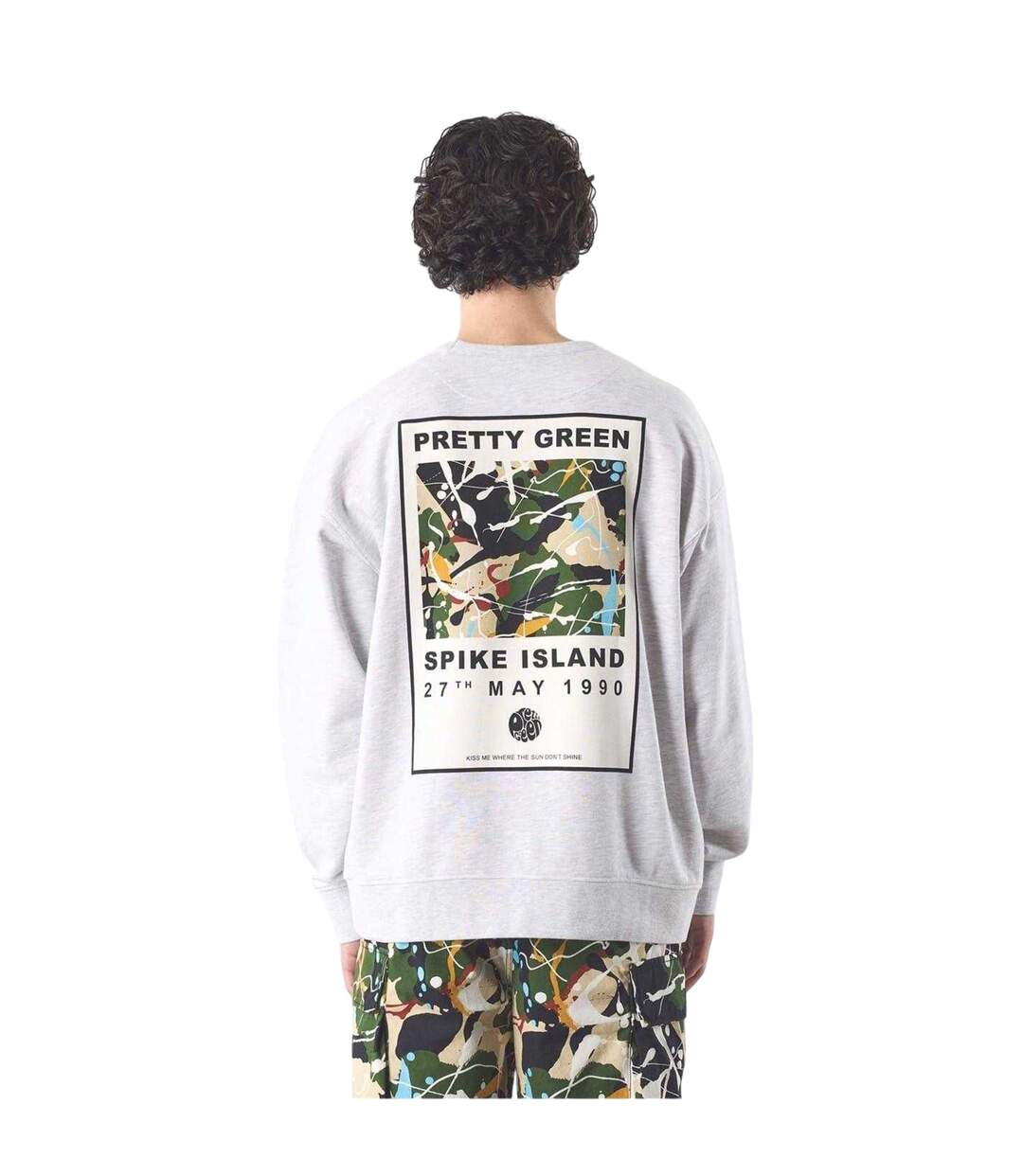 Mens Spike Island Lettering Sweatshirt Light Grey Pretty Green-3