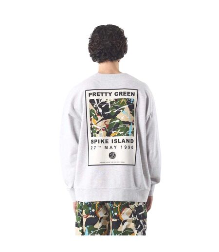 Mens Spike Island Lettering Sweatshirt Light Grey Pretty Green