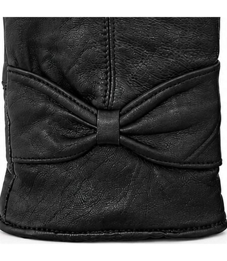 Gants En Cuir Avec Nœud Femme Noir Biba