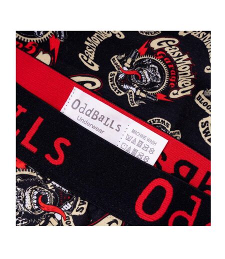 OddBalls Mens Gas Monkey Garage Boxer Shorts (Black/Red) - UTOB163