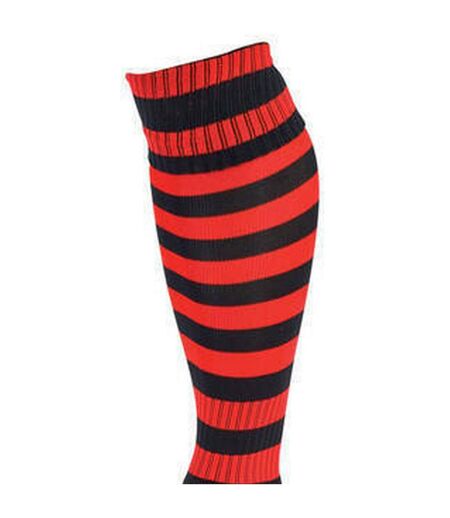 Unisex Adult Pro Hooped Football Socks Black Red Precision