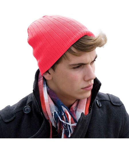 Unisex adult knitted cotton beanie red Result Winter Essentials