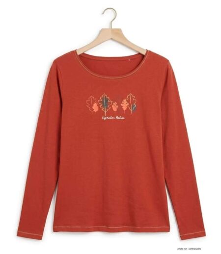 MAYFLOWER NOBODY3 – Tee-shirt manches longues orange éclatant et détails Lurex pour un style vitaminé