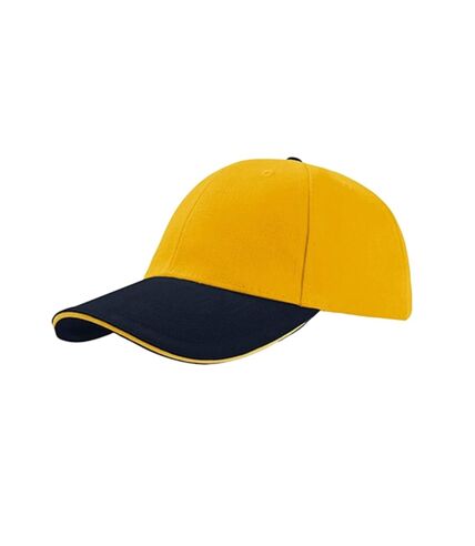 Atlantis Liberty Sandwich Heavy Brush Cotton 6 Panel Cap (Yellow/Navy) - UTAB193