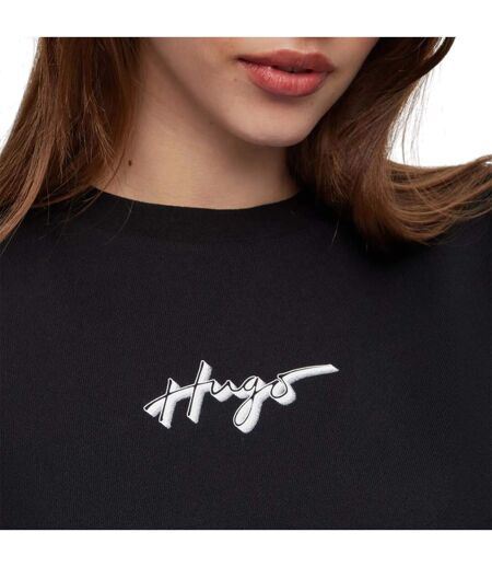 Womens/ladies Easy Crew Neck Sweatshirt Black Hugo