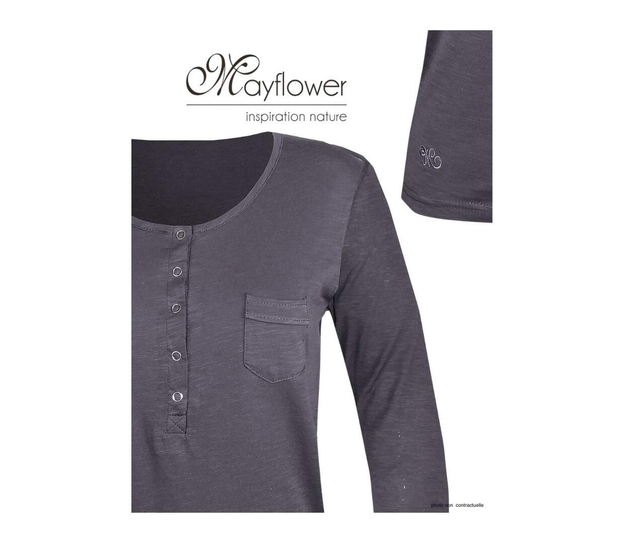 Tee-shirt MAYFLOWER CLOE3G manches longues : le confort urbain en gris ardoise-4