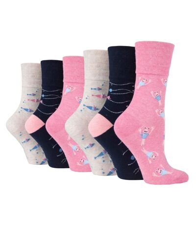 6 paires de chaussettes à motifs non élastiques pour dames