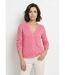 Cardigan col V boutonné ajouré uni coton-1