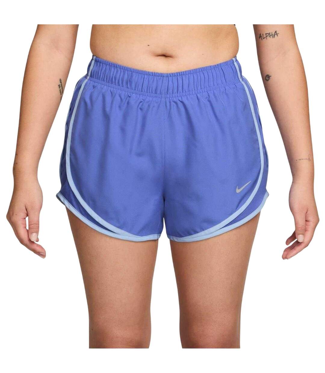 Womens/ladies Tempo Dri-fit Mid Rise Running Shorts Sapphire Blue Nike-1
