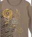 MAYFLOWER CERGY1B - Tee-shirt manches longues beige avec sérigraphie zébrée ethnique-2