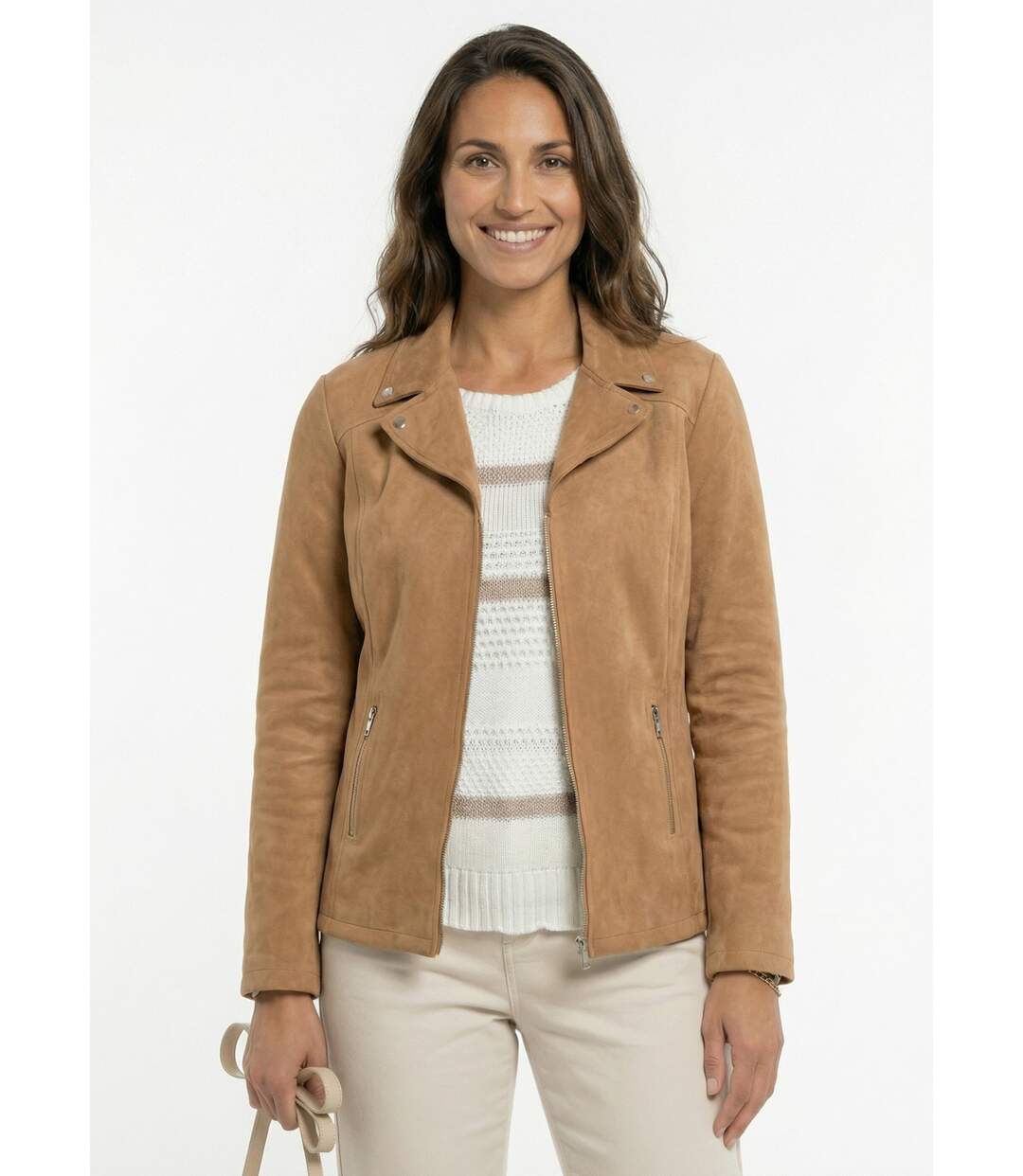 Blouson zippé tissu suédé velouté-1