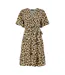 Womens/ladies Leopard Print V Neck Skater Dress Brown Mela London-1