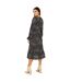 Womens/ladies Butterfly V Neck Midi Dress Black Mela London-3