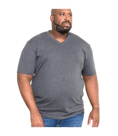 Duke Mens Signature 2 King Size Cotton V Neck T-Shirt (Charcoal Melange) - UTDC184