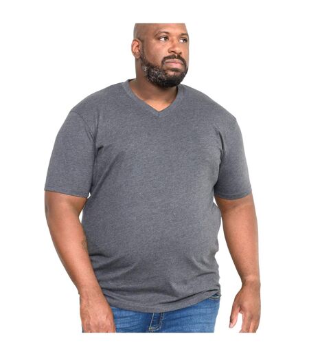 Duke Mens Signature 2 King Size Cotton V Neck T-Shirt (Charcoal Melange) - UTDC184