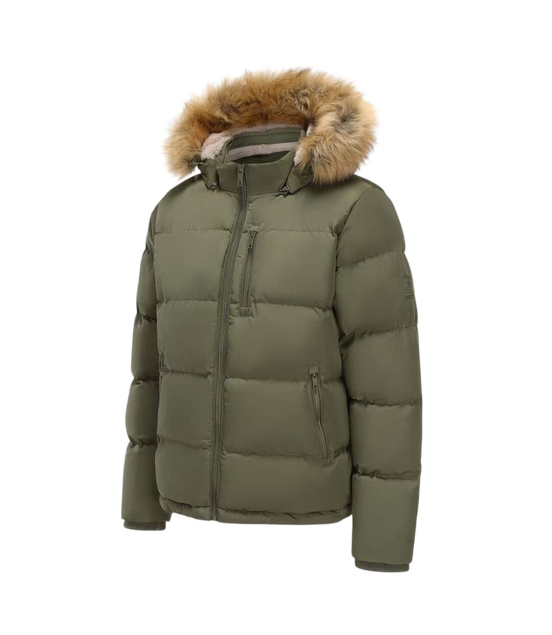 Mens Bubble Recycled Polyester Puffer Jacket Khaki Green SoulCal-3