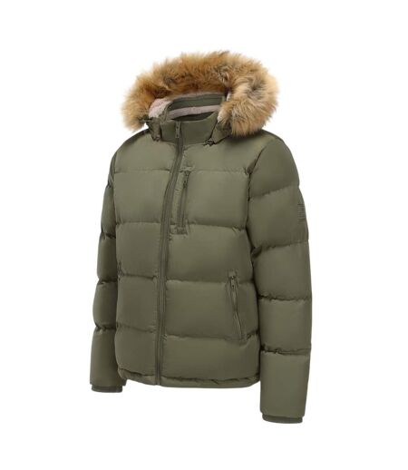 Mens Bubble Recycled Polyester Puffer Jacket Khaki Green SoulCal