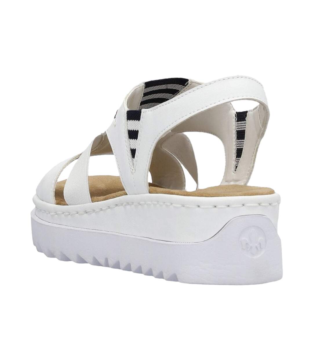 Sandales Style Rayures Contrastées Femme Blanc Rieker-2