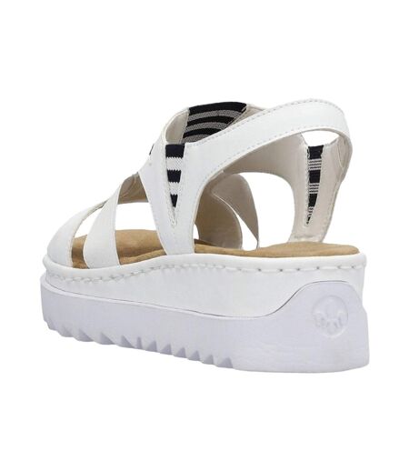 Sandales Style Rayures Contrastées Femme Blanc Rieker