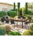 Table de jardin fixe en aluminium et acacia 10 places PARADIZE - Noyer et graphite-2