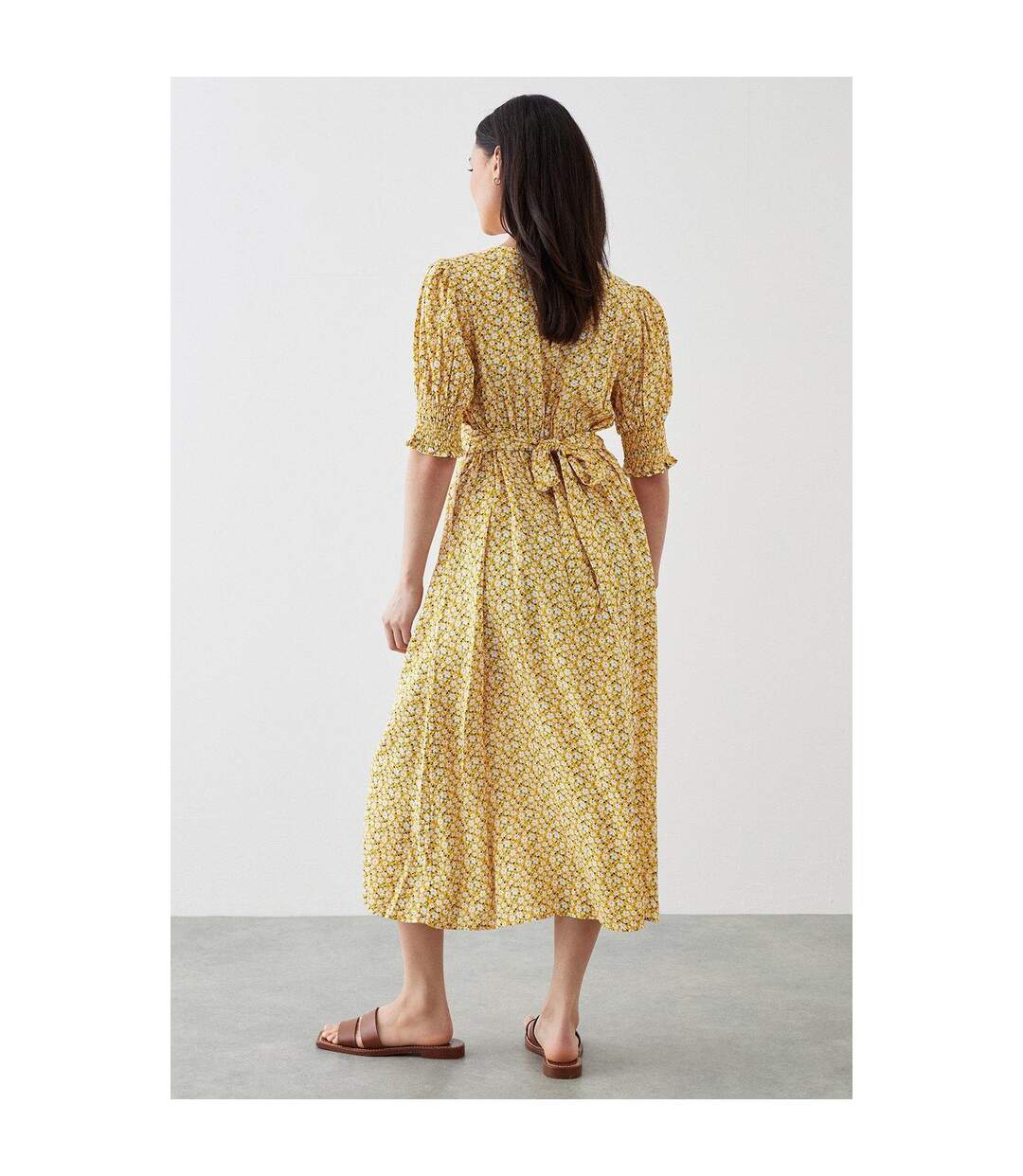 Robe mi-longue femme jaune Dorothy Perkins-2