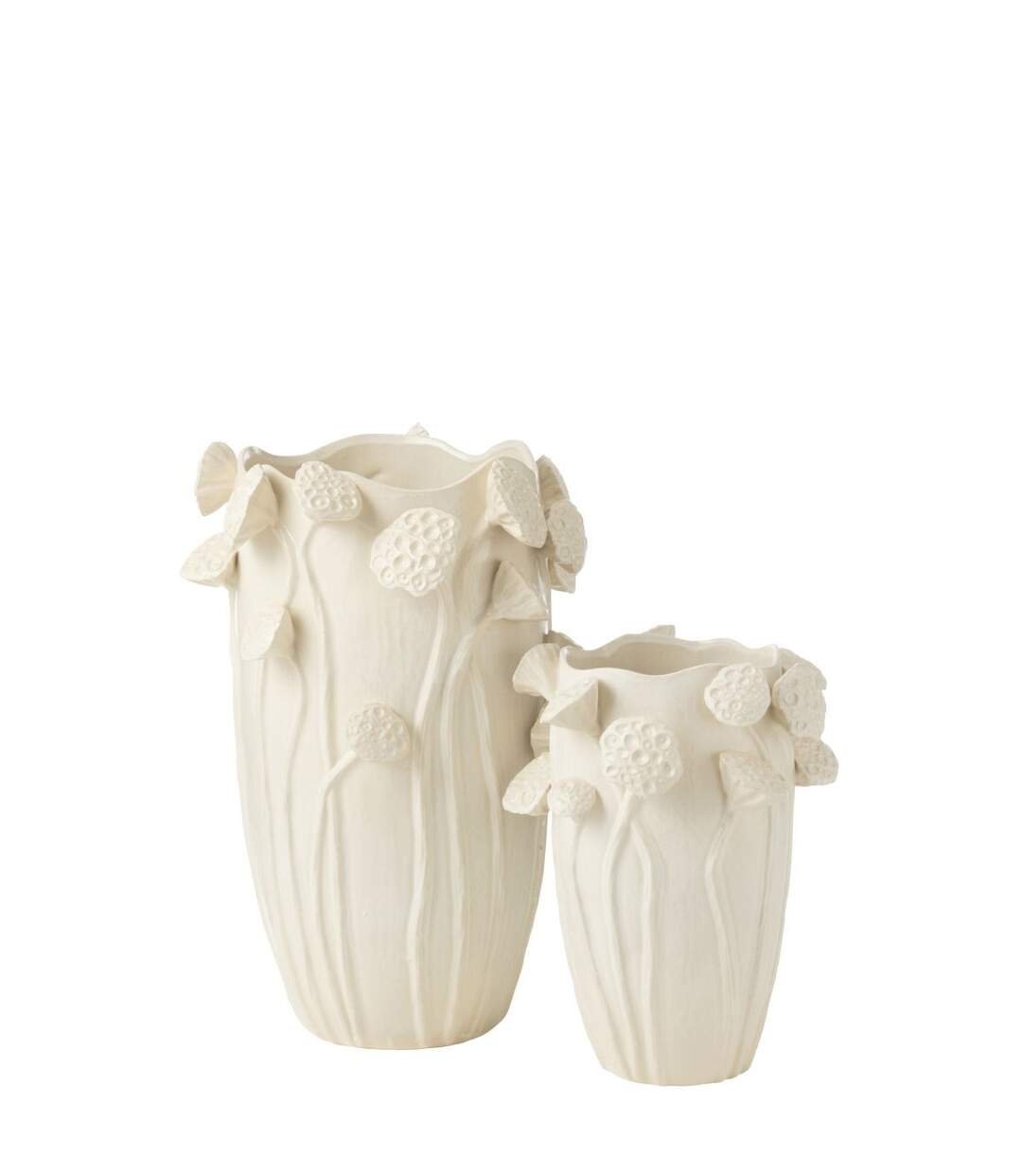 Vase Déco Lotus en Argile Botanica 35cm Beige-2