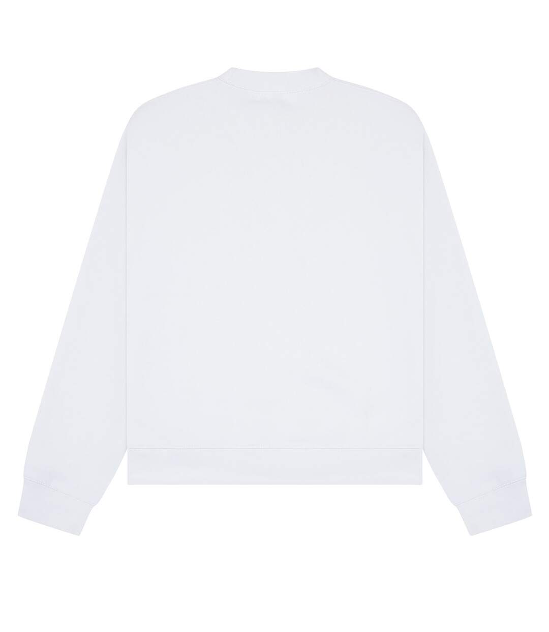 Unisex Adult Premium Combed Cotton Extended Neckline Boxy Oversized Sweatshirt White Casual Classics-2