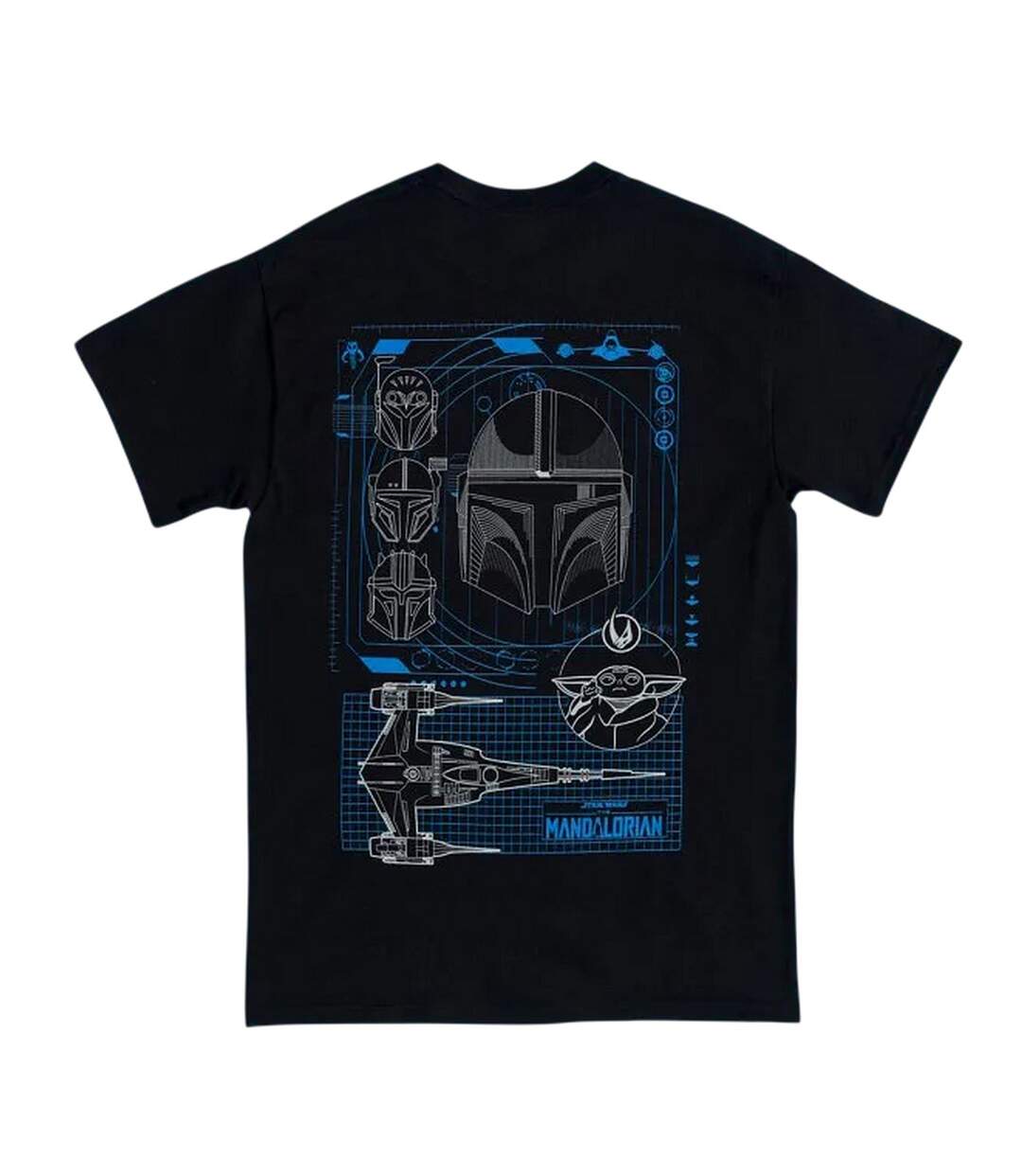 Unisex Adult Printed T-shirt Black Blue Star Wars The Mandalorian-2