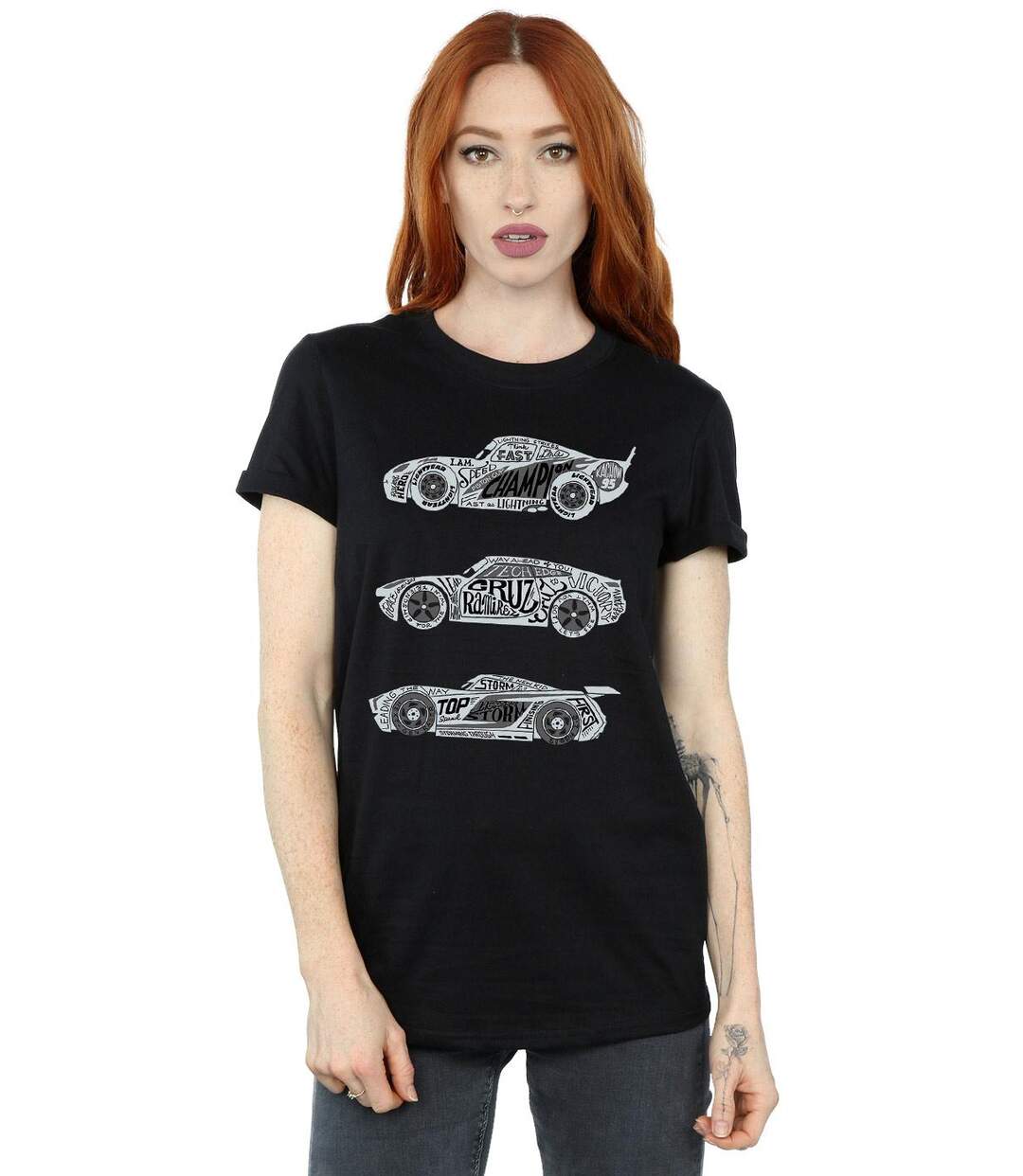 Disney - T-shirt CARS TEXT RACERS - Femme (Noir) - UTBI16182-2