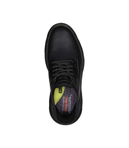 Mens Garza Gervin Leather Oxford Shoes Black Skechers