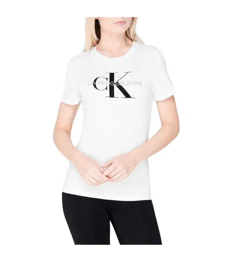 T-shirt Motif/style Logo Jeans Femme Blanc Vif Calvin Klein