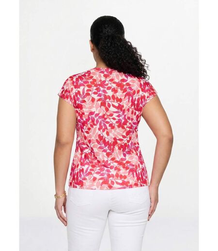 T-shirt manches courtes imprimé feuillage col rond
