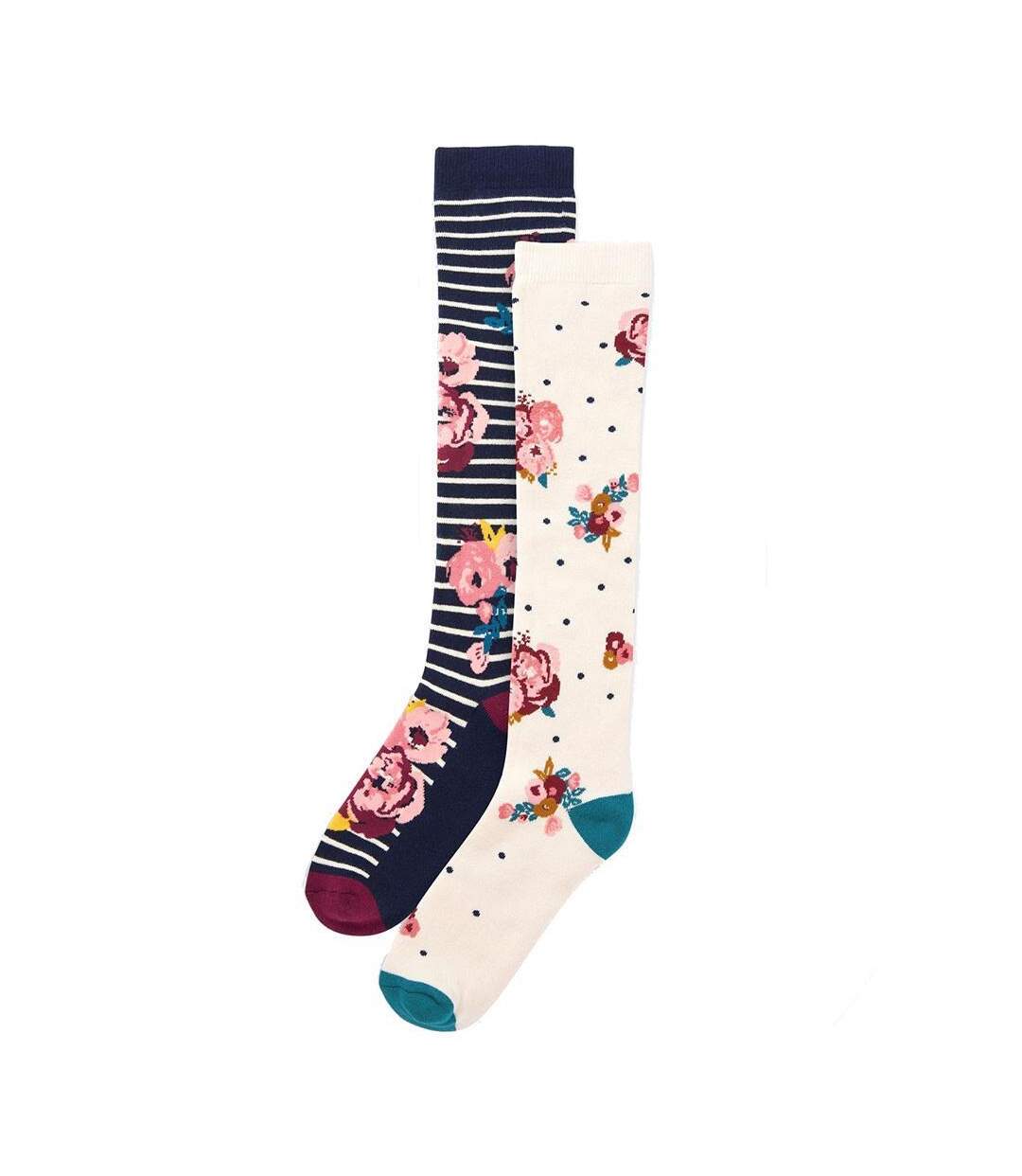 Pack Of 4  Womens/ladies Floral Stripes Socks  Multicoloured Ex Store-3