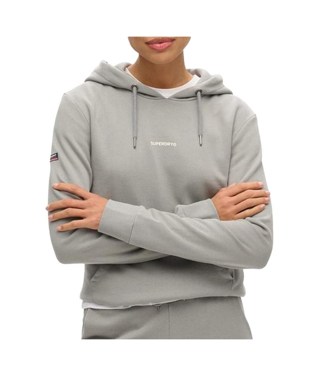 Sweat à capuche gris femme superdry plain hood - l-1