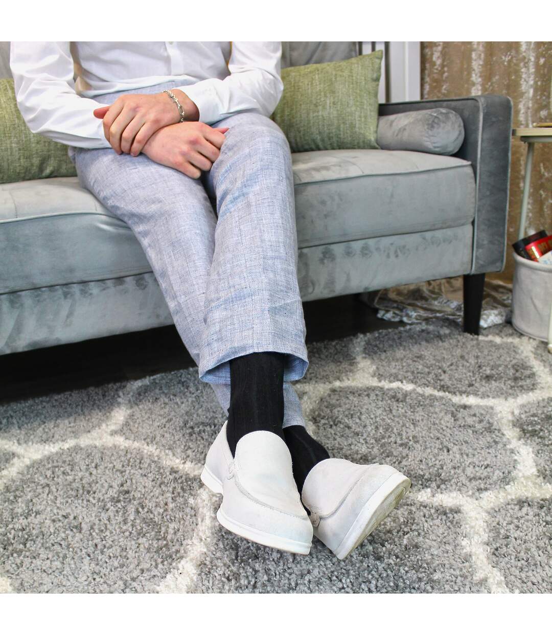 6 Pairs Mens Plain Coloured Cotton Rich Ribbed Dress Socks-4