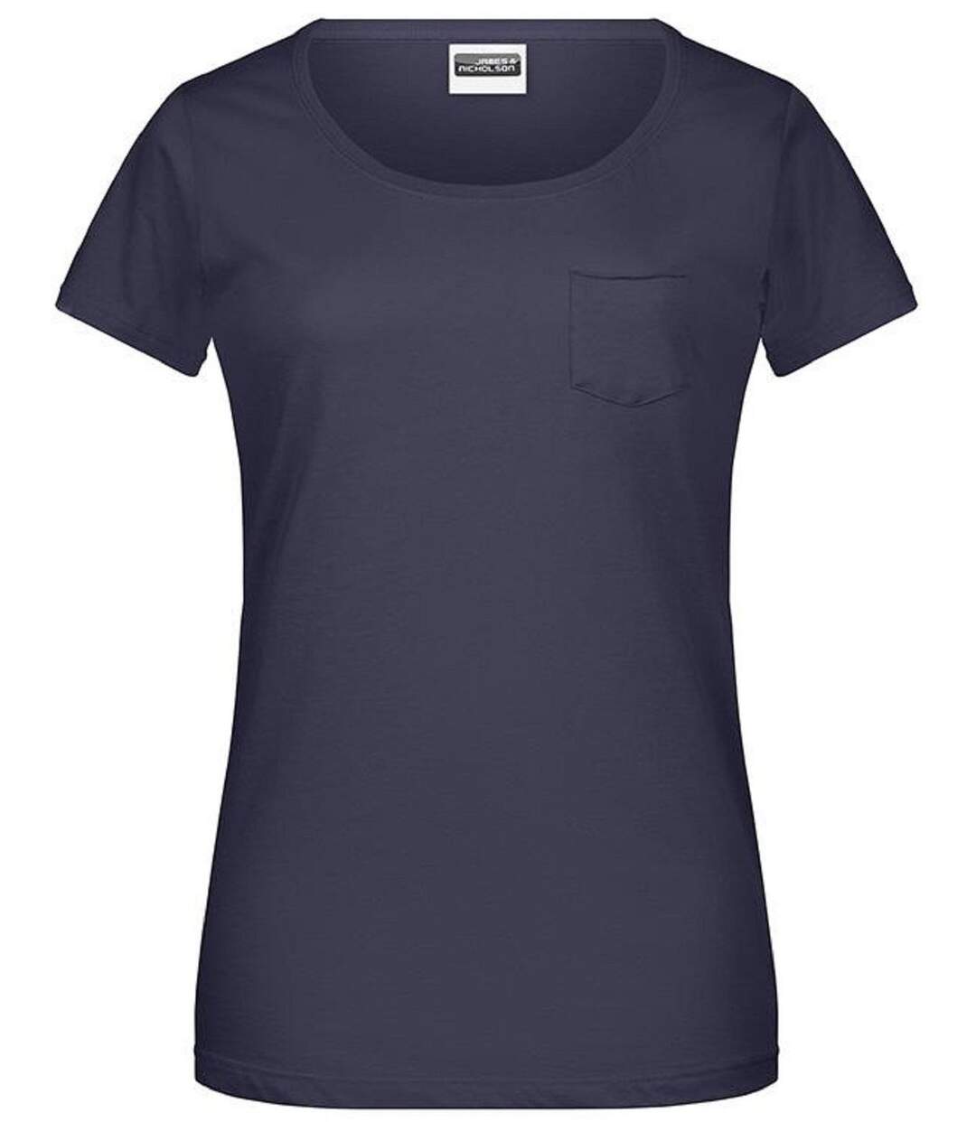 T-shirt BIO col rond poche poitrine - Femme - 8003 - bleu marine-2