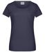 T-shirt BIO col rond poche poitrine - Femme - 8003 - bleu marine