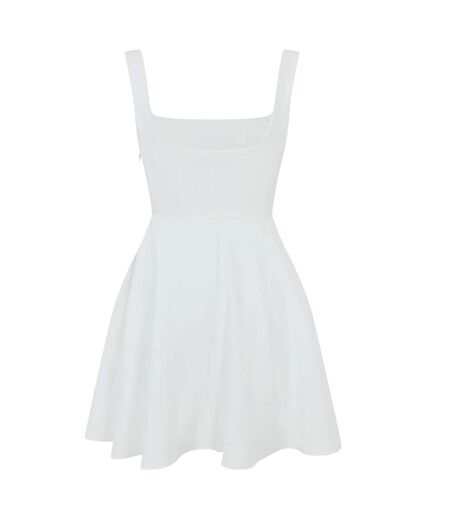 Womens/ladies Square Neck Mini Dress White Odd Muse