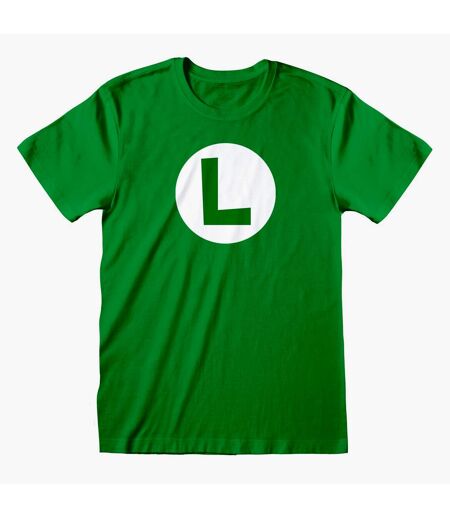 Super Mario Unisex Adult Luigi T-Shirt (Green/White)
