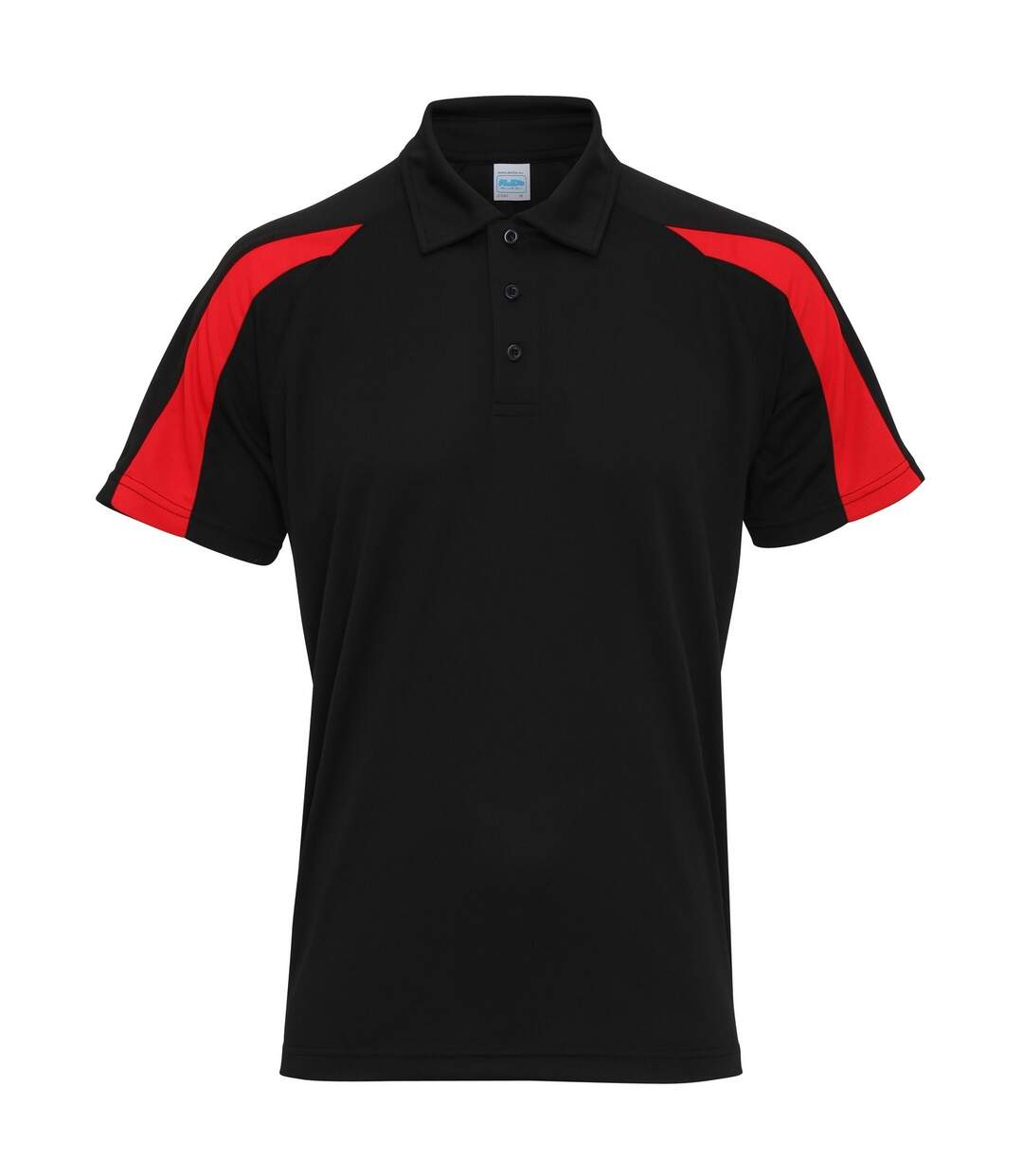 AWDis Just Cool Mens Short Sleeve Contrast Panel Polo Shirt (Jet Black/Fire Red)